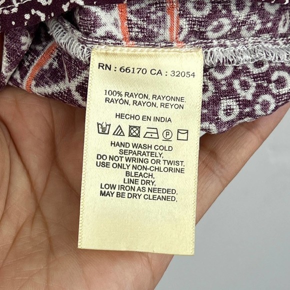 Anthropologie Maeve Floral Leaf Print Short Sleeve Blouse Womens Size:XS NWT - Picture 5 of 6